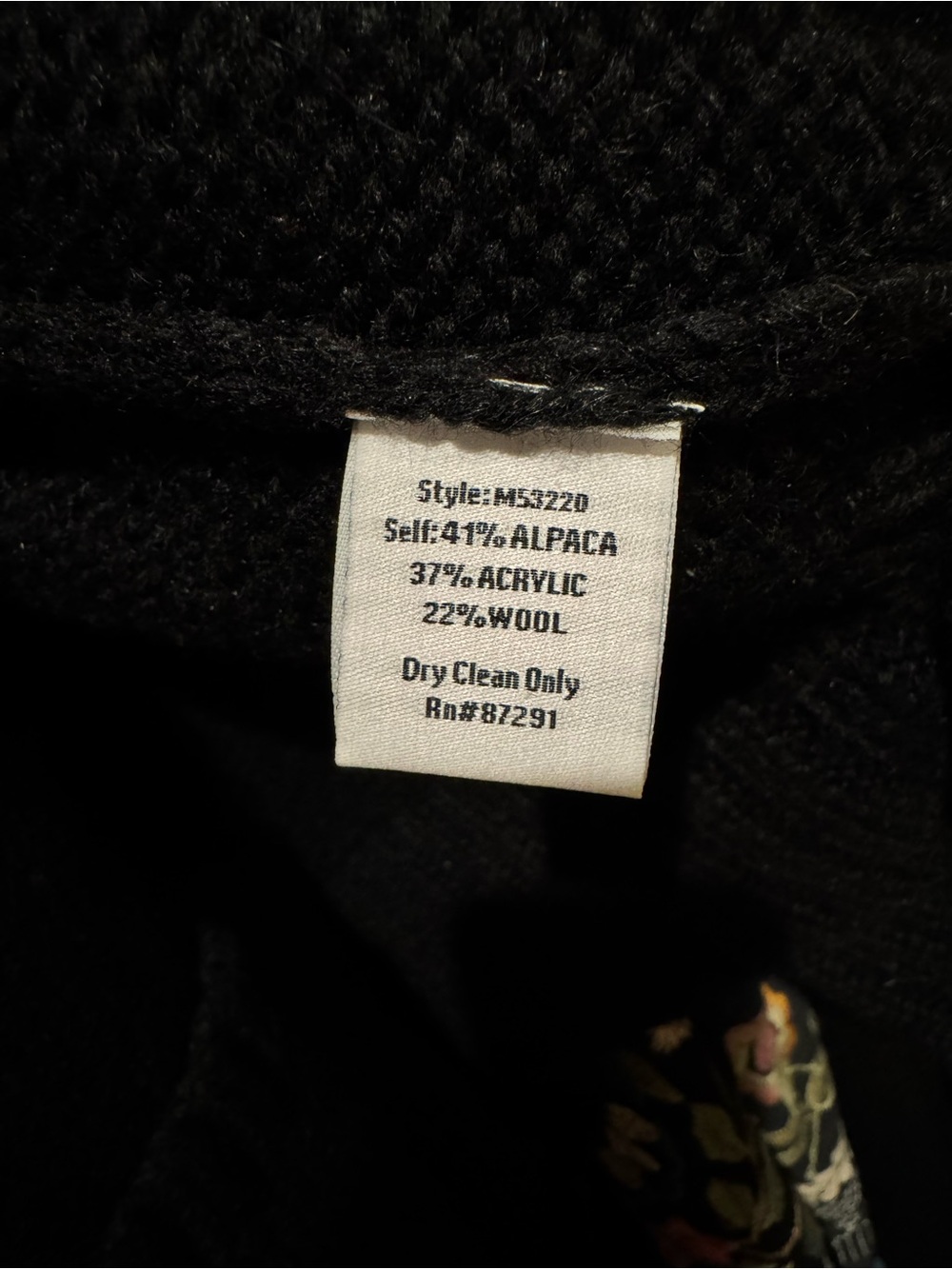 Johnny Was Black Shawl-Collar Cardigan with Multicolor Floral Sleeves - Picture 6 of 6